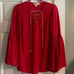 Michael Kors Bellsleeve gold chain long sleeve top